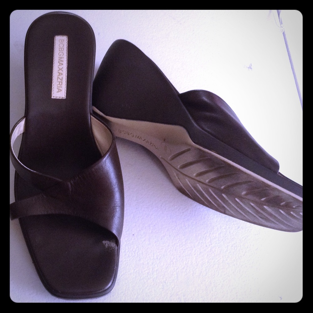 👠 BCBG MaxAzria Leather Manmade Sandal Brown 👠